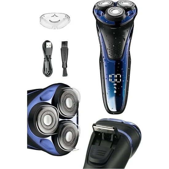 Modanlı V-306 Aqua Deep Blue Touch Islak & Kuru Şarjlı Ipx7 Su Geçirmez Tıraş Makinesi Günlük Sıfır Tıraş - 1