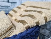 Plain 100 Pamuklu Jakarlı 2 Li Havlu Seti Cappucino - 3