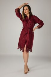 Kimono Siyah Saten Bayan Sabahlık - 3