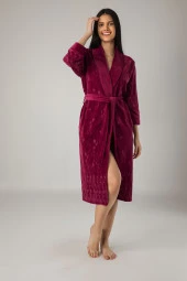 Bej Jakarlı Pamuklu Bayan Sabahlık thumbnail 3