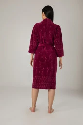 Bej Jakarlı Pamuklu Bayan Sabahlık thumbnail 4