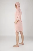 Kadın Krem Dantelli Fermuarlı Cotton Bornoz - 3