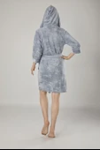 Gri Jakarlı Bambu Cotton Bayan Sabahlık - 2