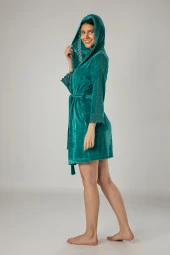 Pudra Dantelli Bambo Cotton Bayan Sabahlık - 4