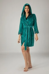 Pudra Dantelli Bambo Cotton Bayan Sabahlık - 3