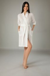 Kimono Keten Pamuklu Bayan Sabahlık - 1