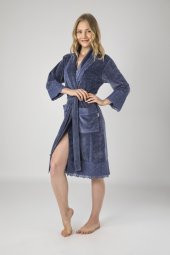 Füme Dantelli Brodeli Bambu Cotton Bayan Sabahlık - 1