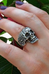 Kuru Kafa Şekilli Erkek Yüzük Gümüş Kaplama Ayarlanabilir El Yapımı Erkek Yüzük thumbnail 2