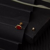 14 Ayar Altın Kırmızı Tragus Küpe - 4