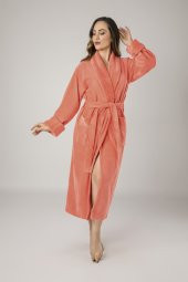 Pembe Filoşlu Cotton Bayan Bornozu - 3