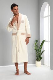 Nusa MEN Nakışlı Bambo Cotton Erkek Bornozu - 2