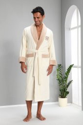 Nusa MEN Nakışlı Bambo Cotton Erkek Bornozu - 3