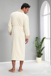 Nusa MEN Nakışlı Bambo Cotton Erkek Bornozu - 4