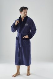 Nusa MEN Nakışlı Bambo Cotton Erkek Bornozu - 5