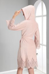 Pudra Dantelli Bambo Cotton Bayan Bornozu - 2