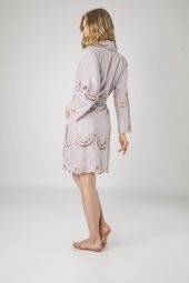 A.Lila Dantelli Bambo Cotton Bayan Bornozu thumbnail 2