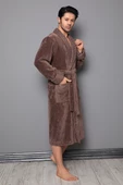 Uzun Şal Yaka Bambu Pamuklu Yaka Kapitone Erkek Bornoz thumbnail 7