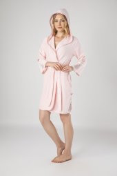 Krem Dantelli Bambu Cotton Bayan Bornoz thumbnail 3