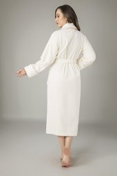 Yaka Nakışlı Bambo Cotton Bayan Bornozu - 2