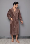 Uzun Şal Yaka Bambu Pamuklu Yaka Kapitone Erkek Bornoz thumbnail 6