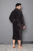 Uzun Şal Yaka Bambu Pamuklu Yaka Kapitone Erkek Bornoz thumbnail 4