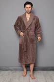Uzun Şal Yaka Bambu Pamuklu Yaka Kapitone Erkek Bornoz thumbnail 5