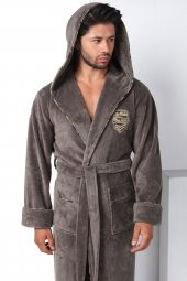 Commander Nakışlı Bambu Cotton  Erkek Bornozu - 4