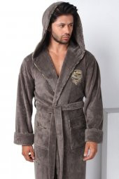 Commander Nakışlı Bambu Cotton  Erkek Bornozu - 10
