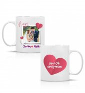 Kişiye Özel Fotoğraf Baskılı Seni Seviyorum Temalı Porselen Beyaz Kupa Bardak HK2427 thumbnail 2