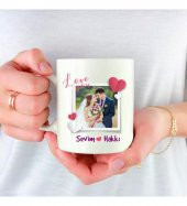 Kişiye Özel Fotoğraf Baskılı Seni Seviyorum Temalı Porselen Beyaz Kupa Bardak HK2427 thumbnail 3