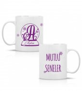 Kişiye Özel İsim Baskılı Yeniyıl Kar Küresi Temalı Porselen Beyaz Kupa Bardak HK2424 thumbnail 3