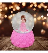 Pembe Peri Işıklı Romantik Kar Küresi thumbnail 1