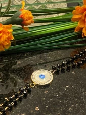 Aksesuar Çarşısı Siyah Kristal Taşlı Nazar Boncuk Detaylı Bileklik thumbnail 2