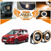 Ford Tourneo Courier Uyumlu, Universal Mercekli Led Angel Sis Farı, 76mm Turuncu Renk - 1
