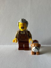 Orjinal Lego Minifigür Man with Dog - 1