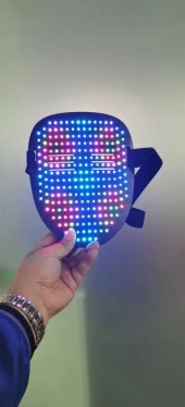 Doppler LED Maske Çok Renkli Led Işıklı Şarjlı Parti Maskesi Kablosuz Yılbaşı Düğün Eğlence - 4