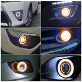 Fiat Linea Uyumlu, Universal Mercekli Led Angel Sis Farı, 76mm Turuncu Renk - 2