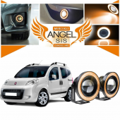 Fiat Fiorino Uyumlu, Universal Mercekli Led Angel Sis Farı, 76mm Turuncu Renk - 1