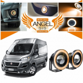 Fiat Ducato Uyumlu, Universal Mercekli Led Angel Sis Farı, 76mm Turuncu Renk - 1