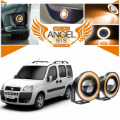 Fiat Doblo D1 Uyumlu, Universal Mercekli Led Angel Sis Farı, 76mm Turuncu Renk - 1