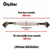 Eljarana Lüks Porselen Mobilya Çekmece Dolap Kapak Kulpu Kulbu 128 mm Beyaz Krom thumbnail 3