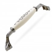 Eljarana Lüks Porselen Mobilya Çekmece Dolap Kapak Kulpu Kulbu 128 mm Beyaz Krom thumbnail 8