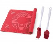 Silicolife Ölçülü Silikon Hamur Açma Matı 40x50cm, Silikon Spatula, Silikon Fırça - 1