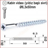 Metal Galvaniz Kabin vidası (yıldız başlı sivri) 06,3x50mm 100 Adet Kargo bedava - 2