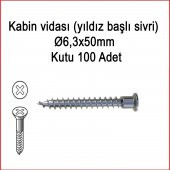 Metal Galvaniz Kabin vidası (yıldız başlı sivri) 06,3x50mm 100 Adet Kargo bedava - 5