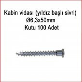 Metal Galvaniz Kabin vidası (yıldız başlı sivri) 06,3x50mm 100 Adet Kargo bedava - 3