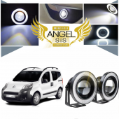 Citroën Nemo Uyumlu, Universal Mercekli Led Angel Sis Farı, 76mm Beyaz Renk - 1