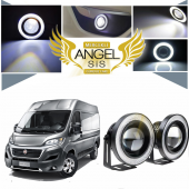 Fiat Ducato Uyumlu, Universal Mercekli Led Angel Sis Farı, 76mm Beyaz Renk - 1