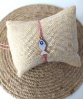 Bileklik Balık Nazarlı Kötü Göz Kovucu Ayarlanabilir İp Şans Bileklik Bijuteri Takı Halhal - 1