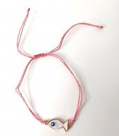 Bileklik Balık Nazarlı Kötü Göz Kovucu Ayarlanabilir İp Şans Bileklik Bijuteri Takı Halhal - 2